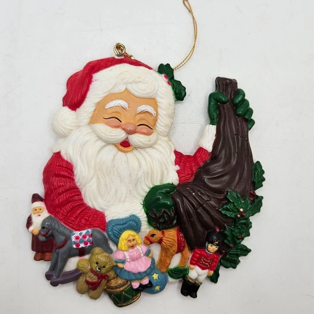 Vintage‎ Santa Claus Christmas Ornament Toy Bag Resin Plastic Holiday Tree Decor